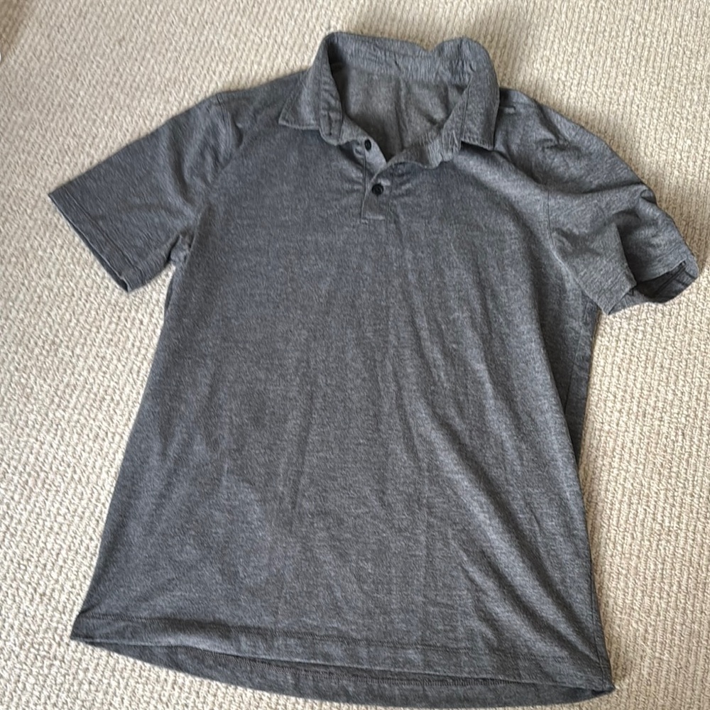 Lululemon Athletica Gray Polo Shirt Soft Cotton Blend